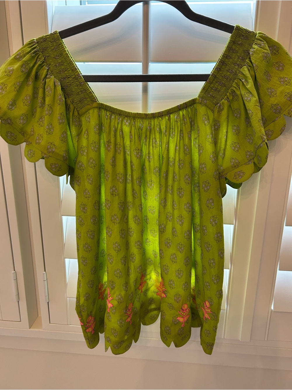 Ivy Jane-Bright Lime Off-Shoulder Peasant Top - Women